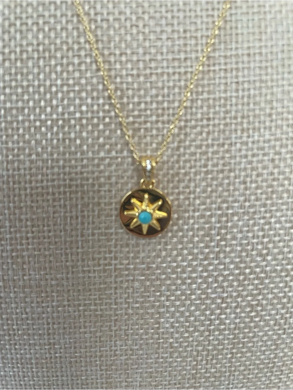 kate spade Gold Sunburst Pendant Necklace with Turquoise Center